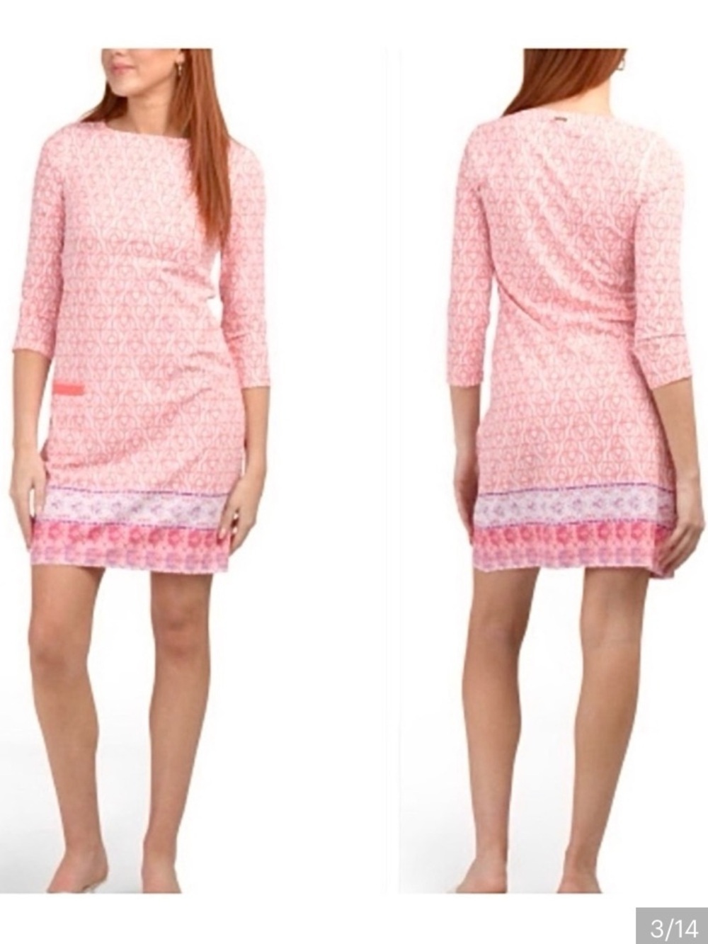 Cabana Life Light Pink Printed Swim Cover Up Dress UPF 50+ Large NWT